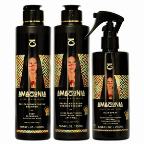 Organic Brazilian Keratin Hair Treatment Kit | Beauty For All Tribes | 3 Products: Pre-Treatment Detox Shampoo | Keratin Reducer Straightening Anti-Frizz | Multifunction Finishing Spray