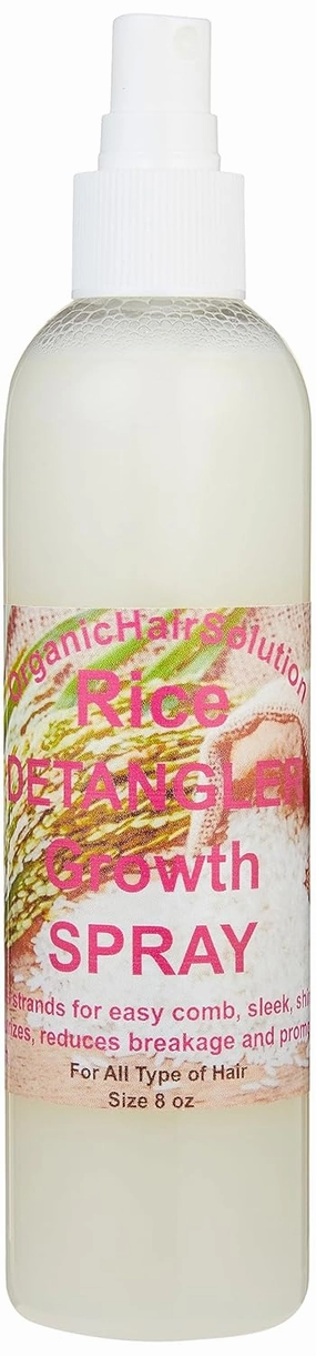 Organic Hair Solution-Rice Water Hair Growth Spray-leave-in-Thickening, Moisturizing & Softening with Aloe Vera- Tea Tree- Avocado-peppermint. Leave in Mist Sulfate/Paraben Free- For All Hair Types
