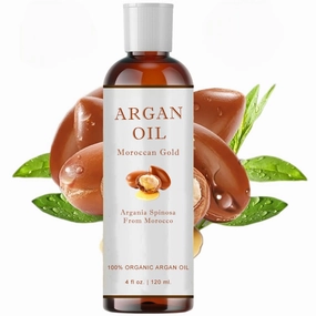 Organic Moroccan Argan Oil for Hair Treatment, 100% Pure Organic Cold Pressed Argania Spinosa Oil, Anti-Frizz, Heat Protection, Split Ends Repair For Dry, Damaged, Color Treated Hair - 4 oz