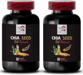 Organic Oil - CHIA Seed Oil Extract - Skin Conditioner, Natural Care, Raw Oil, Hair Hydration, Plant-Based Oil, Hydrating serum, Glossy Hair, Chia Extract, Smooth Feel 2 Bottle 120 Capsules