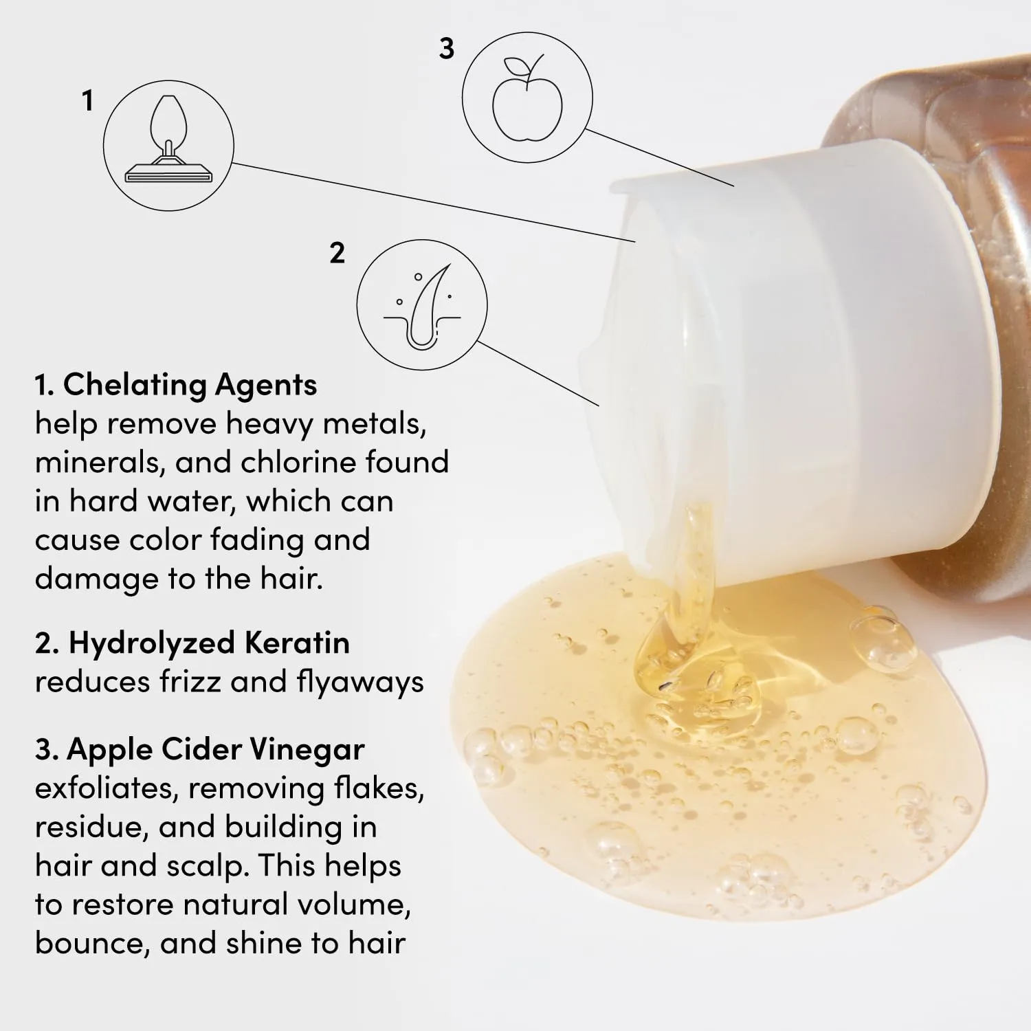 OUAI Detox Shampoo - Clarifying Shampoo for Build Up, Dirt, Oil, Product and Hard Water - Apple Cider Vinegar & Keratin for Clean, Refreshed Hair - Sulfate-Free Hair Care (16 oz)