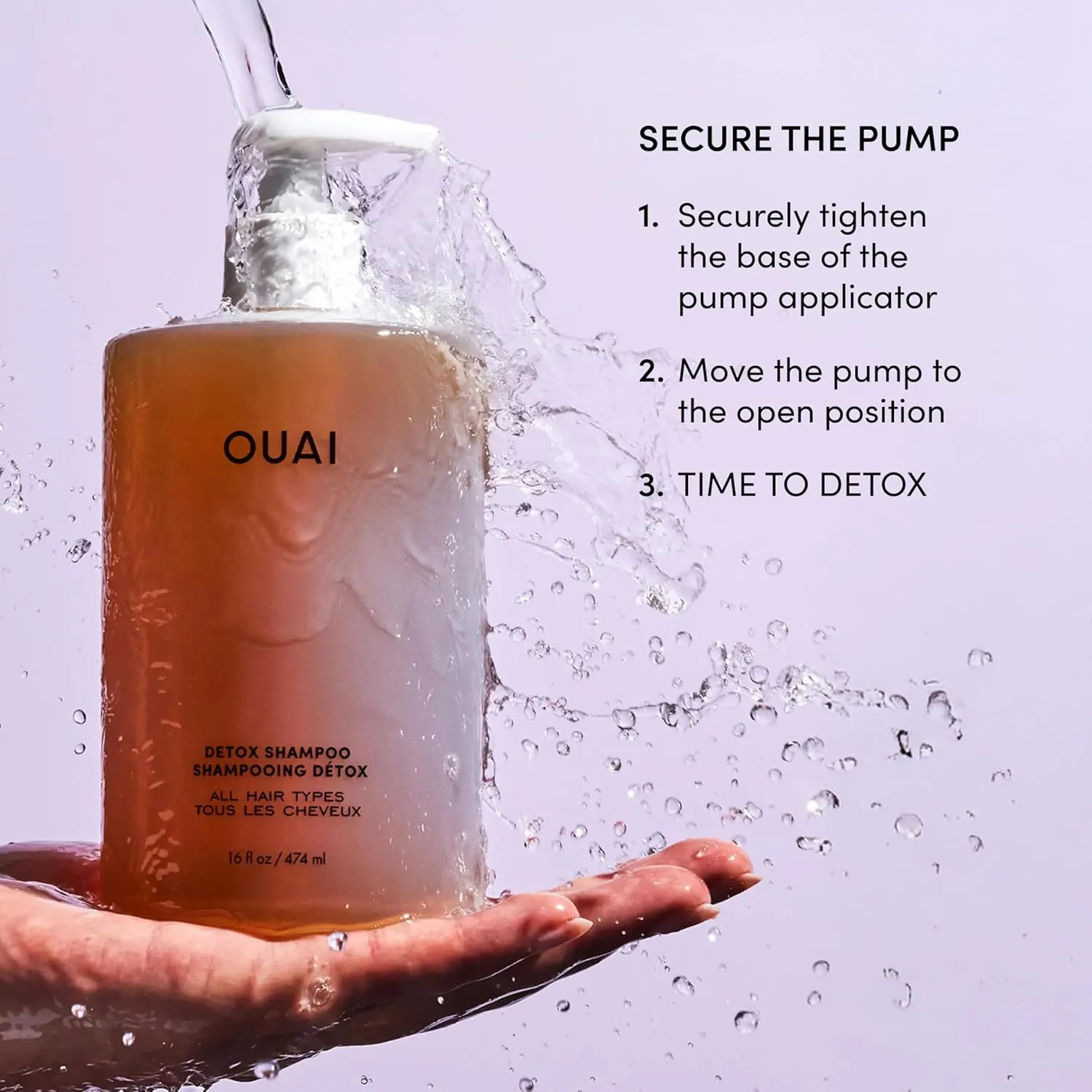 OUAI Detox Shampoo - Clarifying Shampoo for Build Up, Dirt, Oil, Product and Hard Water - Apple Cider Vinegar & Keratin for Clean, Refreshed Hair - Sulfate-Free Hair Care (16 oz)