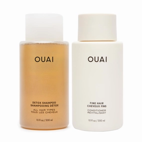 OUAI Detox Shampoo & Fine Hair Conditioner Bundle - Clarifying Shampoo for Build Up, Dirt, Oil, Product and Hard Water & Volumizing Conditioner for Fine Hair (2 Count)