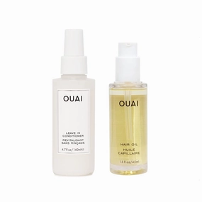 OUAI Leave-In Conditioner   Hair Oil Bundle - Hair Styling Products for Frizz Control, Heat Protection, Detangling, and Added Shine - Paraben & Sulfate-Free Hair Care (2 Count, 4.7 Oz/1.5 Oz)