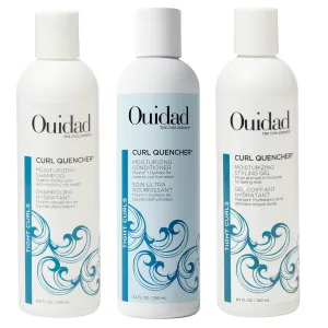 Ouidad Curl Quencher Moisturizing Shampoo, Conditioner & Styling Gel Bundle – 8.5 fl oz Each, Nourishing, Hydrating, Vegan, Color-Safe, Chamomile & Vitamin A & E, Frizz Control, For Tight Curls