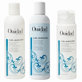 Ouidad Curl Quencher Moisturizing Shampoo, Conditioner & Curl Cream Bundle – 8.5 fl oz Each, Nourishing, Hydrating, Vegan, Color-Safe, Chamomile & Vitamin A & E, Frizz Control, For Tight Curls