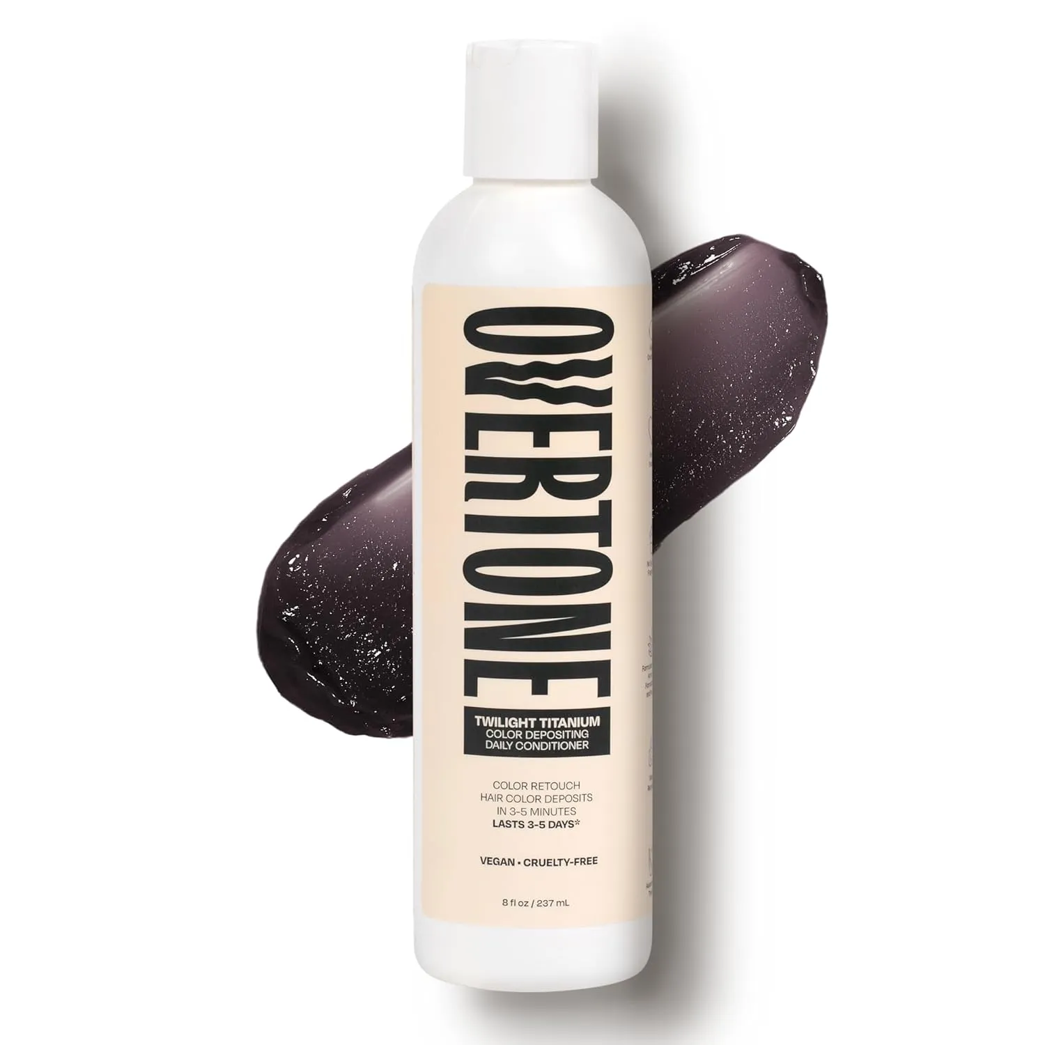 Overtone Daily Color Depositing Conditioner: 8oz Temporary Coloring Conditioner w/Shea Butter & Coconut Oil, Refresh Color & Prevent Fading, Vegan & Cruelty-Free, Extreme Silver is Twilight Titanium