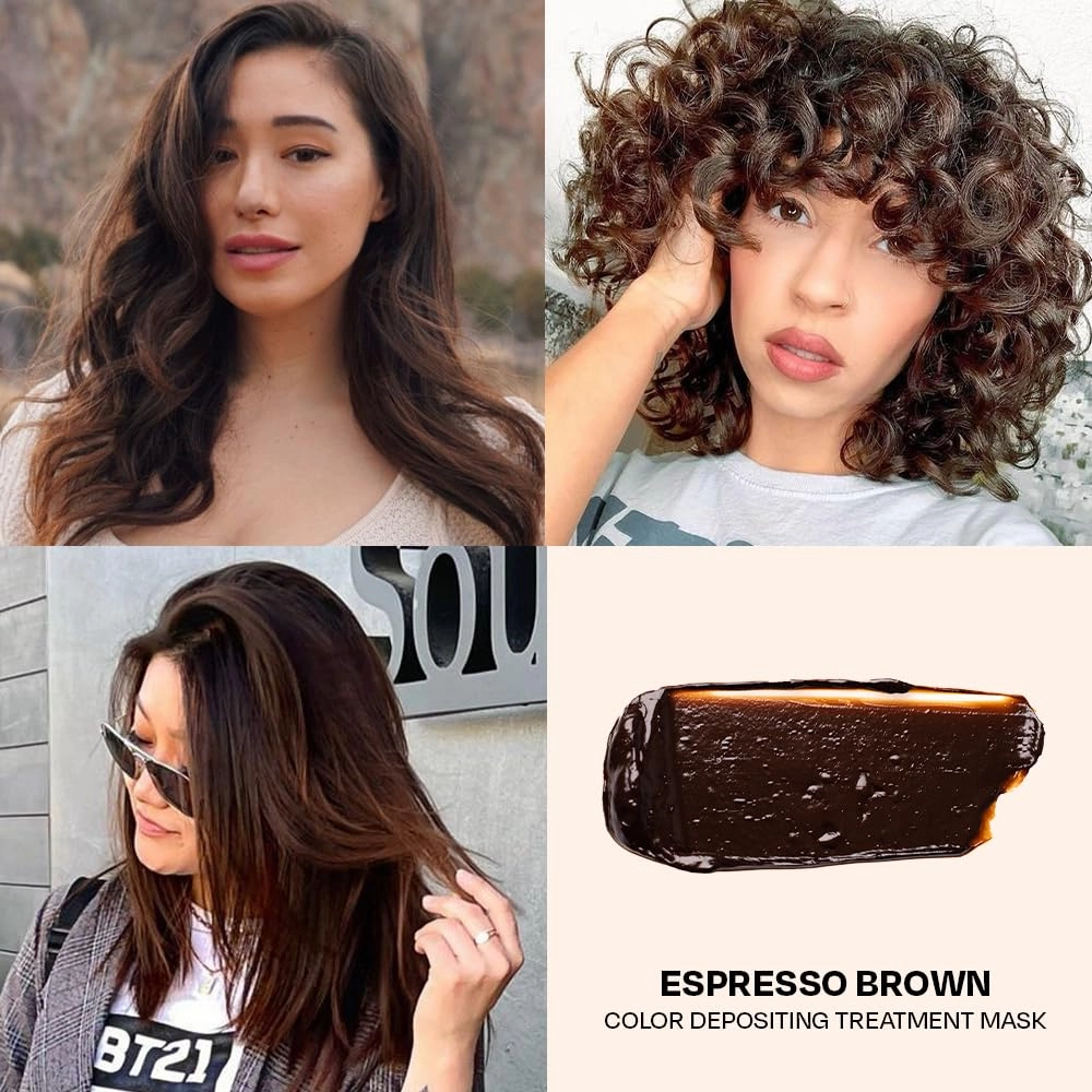 Overtone Color Depositing Semi-Permanent Hair Dye Conditioner - 8 oz For Natural & Color-Treated Hair, Moisturizing Shea Butter & Coconut Oil - Vegan & Cruelty-Free, Espresso Brown