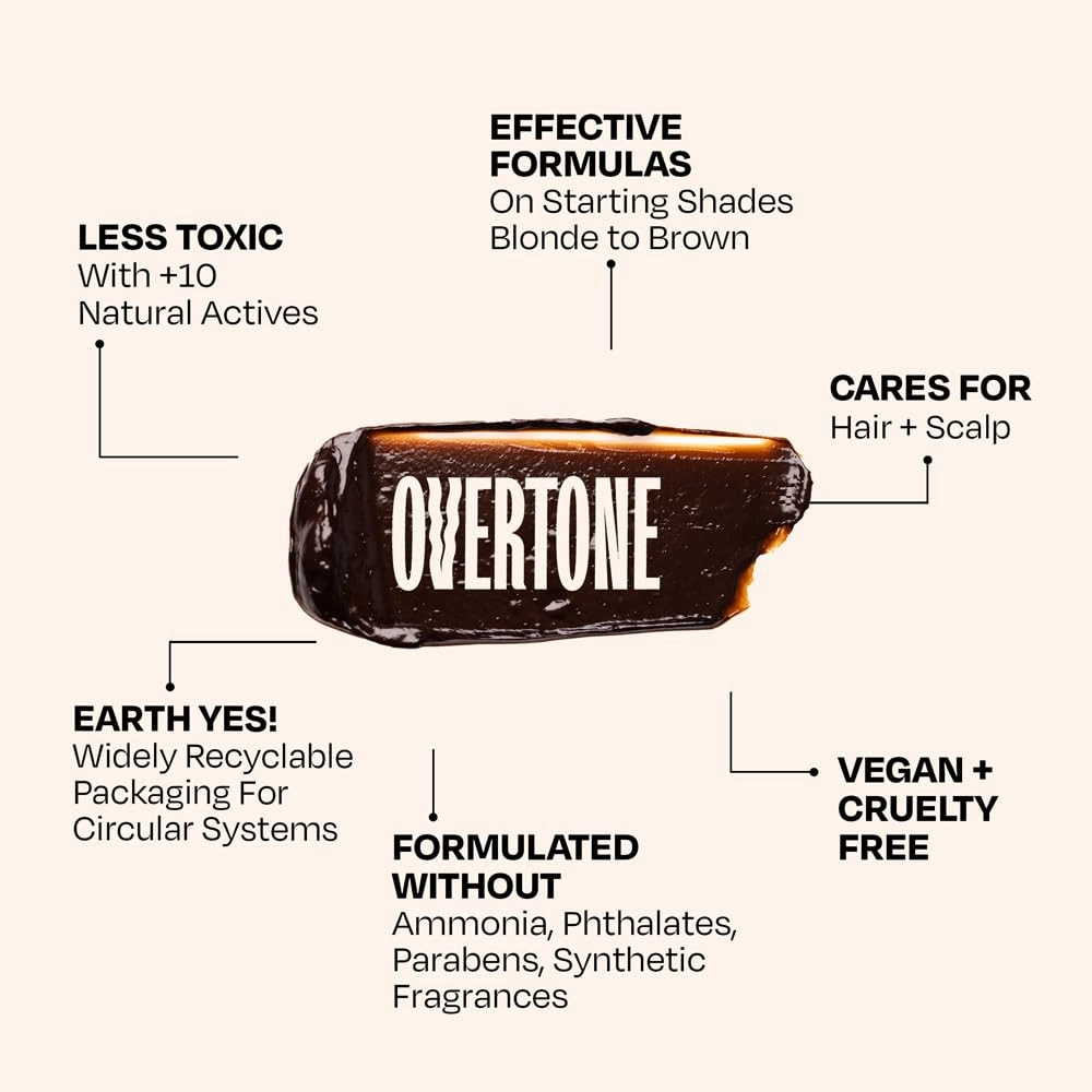 Overtone Color Depositing Semi-Permanent Hair Dye Conditioner - 8 oz For Natural & Color-Treated Hair, Moisturizing Shea Butter & Coconut Oil - Vegan & Cruelty-Free, Espresso Brown