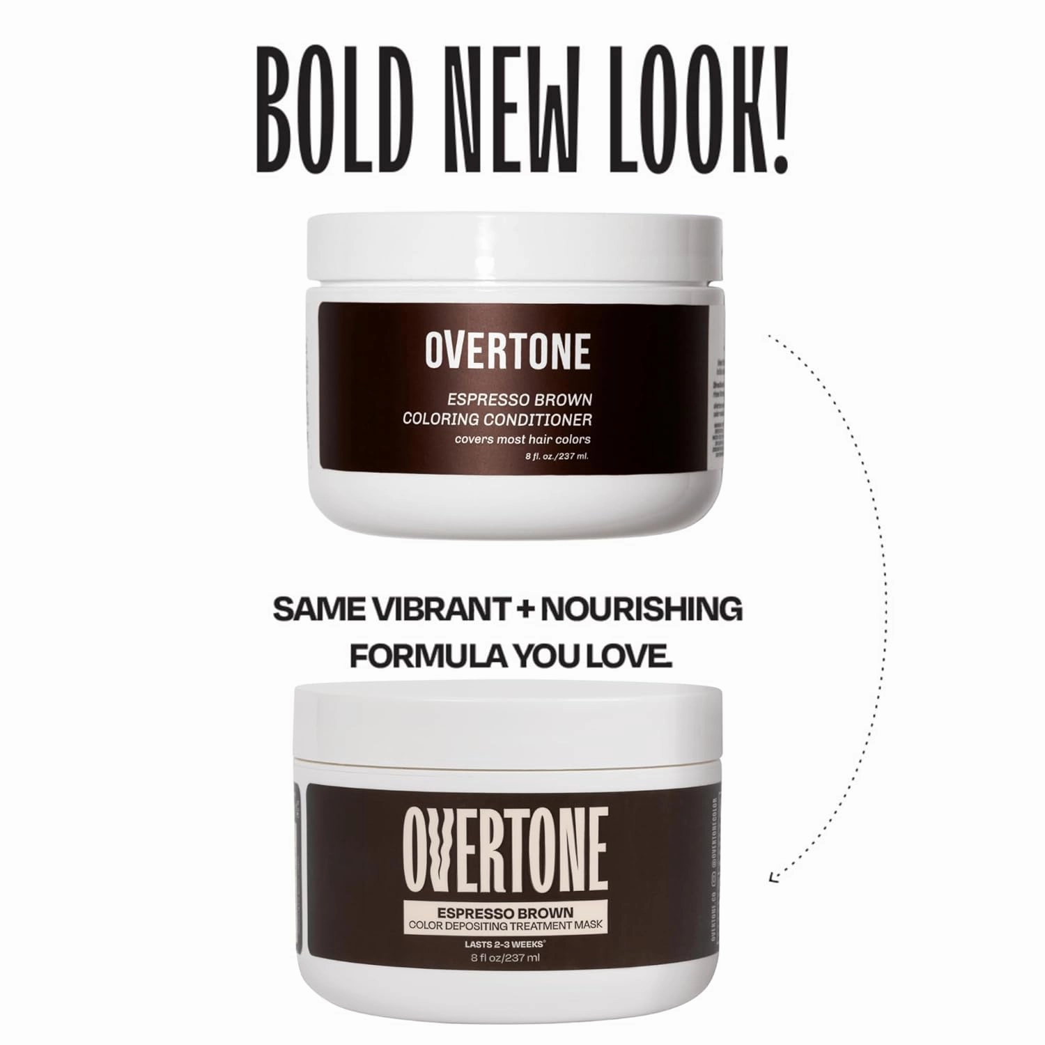 Overtone Color Depositing Semi-Permanent Hair Dye Conditioner - 8 oz For Natural & Color-Treated Hair, Moisturizing Shea Butter & Coconut Oil - Vegan & Cruelty-Free, Espresso Brown