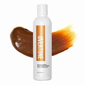Overtone Daily Color Depositing Conditioner For All Hair Types: 8 oz Temporary Coloring Conditioner with Shea Butter & Coconut Oil - Refresh Color & Prevent Fading - Vegan & Cruelty-Free, Golden Brown
