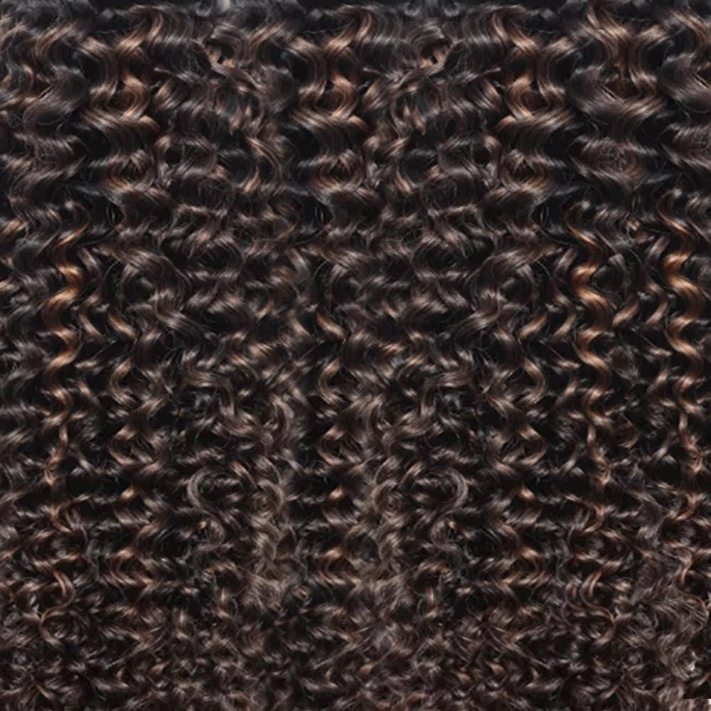 P1B30 Bundles Highlight Curly Wave Human Hair Bundles Two Tone Black Mixed With Color 30 Bundles 3 Bundles 8 8 8 Inch Ombre Brown Kinky Curly Bundles