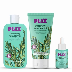 P.L.IX - Rosemary Anti Hairfall Regime Combo with 3% Redensyl Serum, Shampoo & Conditioner l Reduces Hair Fall & Strengthens Hair l Sulphate & Paraben Free l All Hair Types l Unisex