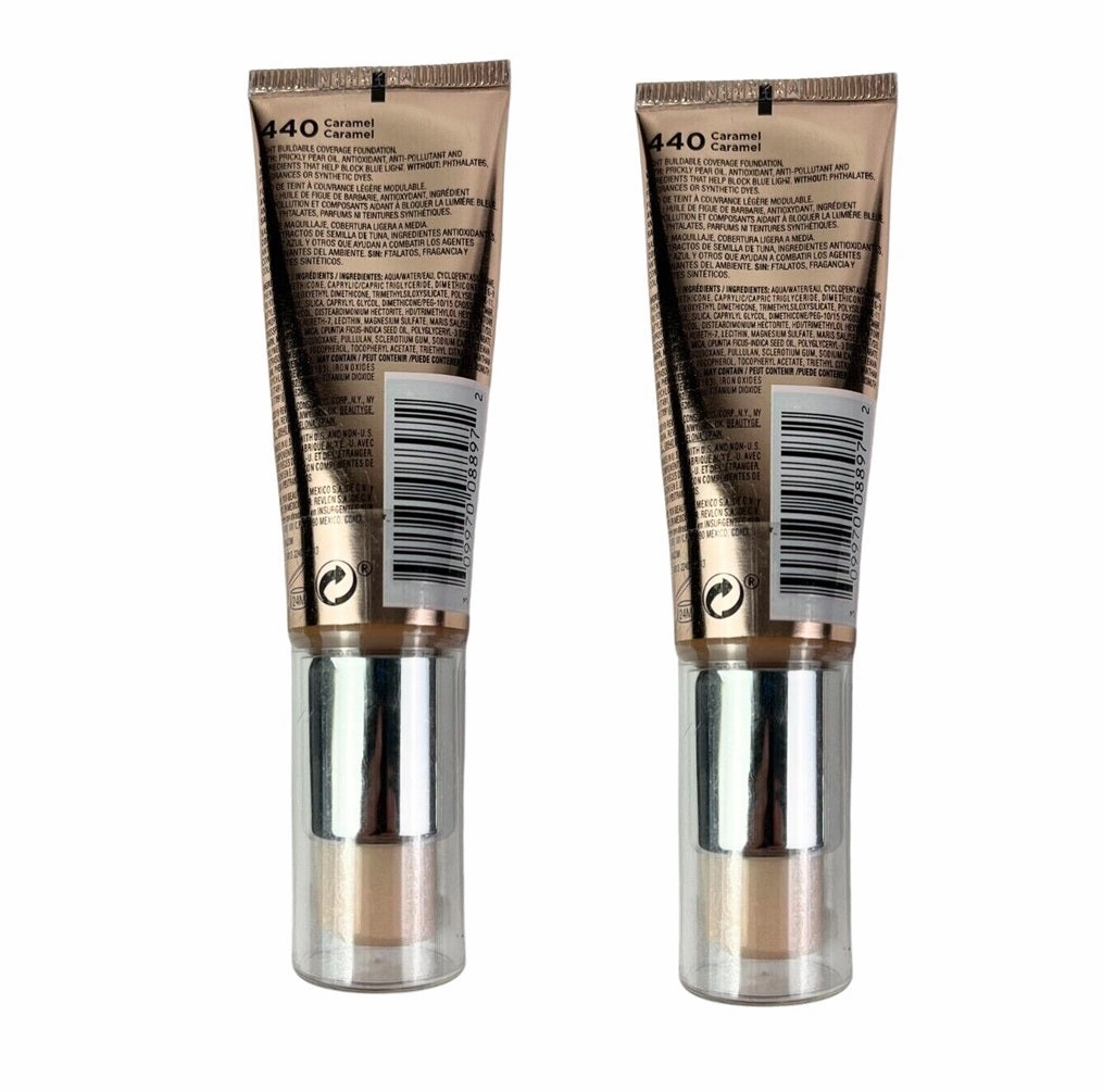 Pack of 2 Revlon Photoready Candid Glow Moisture Glow Anti-Pollution Foundation, Caramel 440
