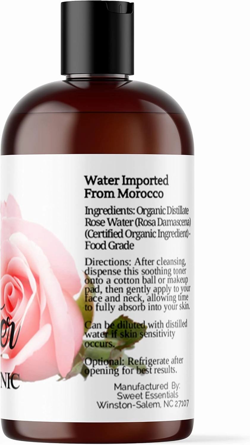 PACK of 3 Premium Organic Moroccan Rose Water - 4oz - Imported From Morocco - 100% Pure (Food Grade) No Oils or Alcohol - Rich in Vitamin A & C Perfect for Hydrating & Rejuvenating Your Face & Neck