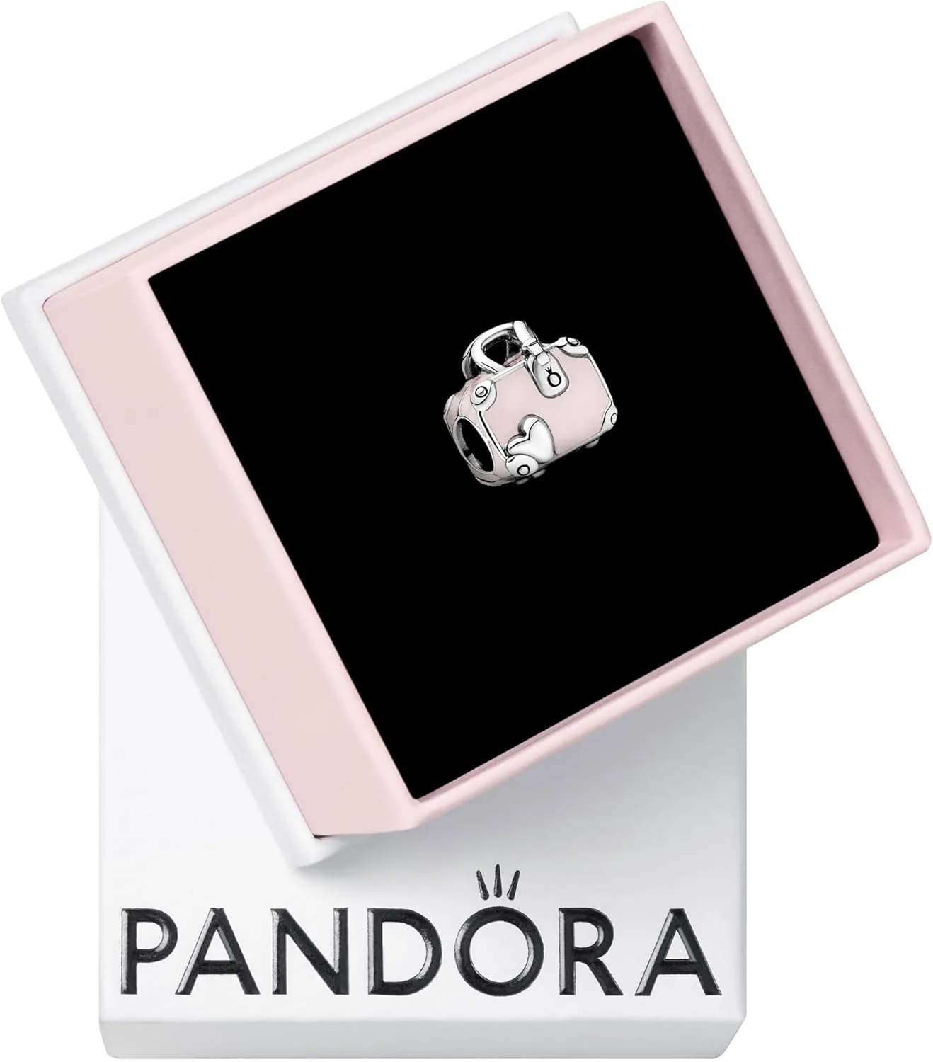 PANDORA Pink Travel Bag Charm - Compatible with PANDORA Moments - Jewelry for Women - Made with Sterling Silver & Enamel - Gift with Gift Box