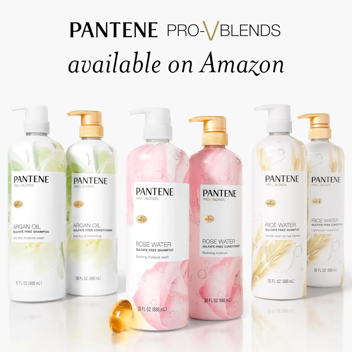Pantene Conditioner, with Rice Water, Protects Natural Hair Growth, Volumizing, for Women, Nutrient Infused with Vitamin B5, Pro-V Blends, 30.0 oz