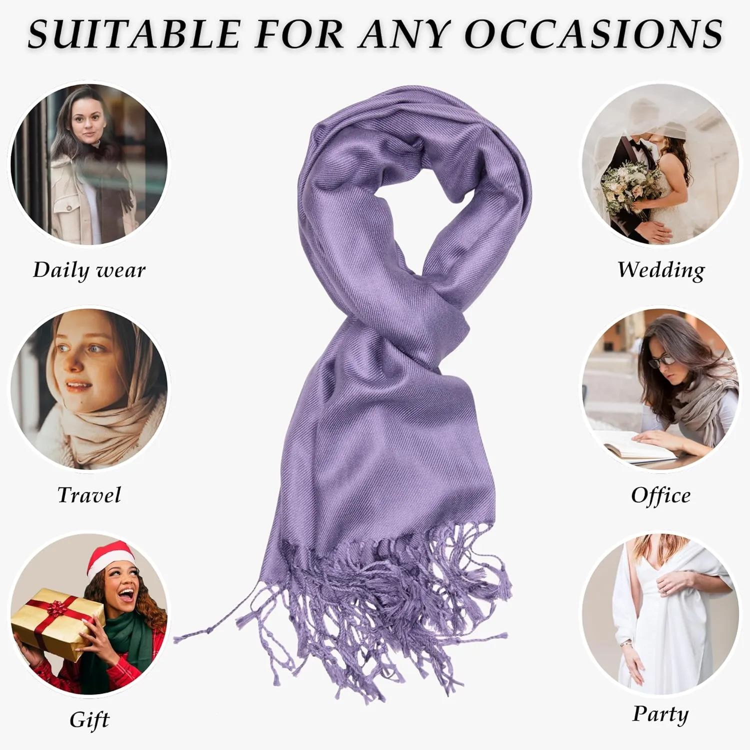 Pashmina Scarf for Women, Shawls and Wraps for Evening Dresses, Wedding, Bridesmaids, All Year Round Scarf for Formal or Casual Wear