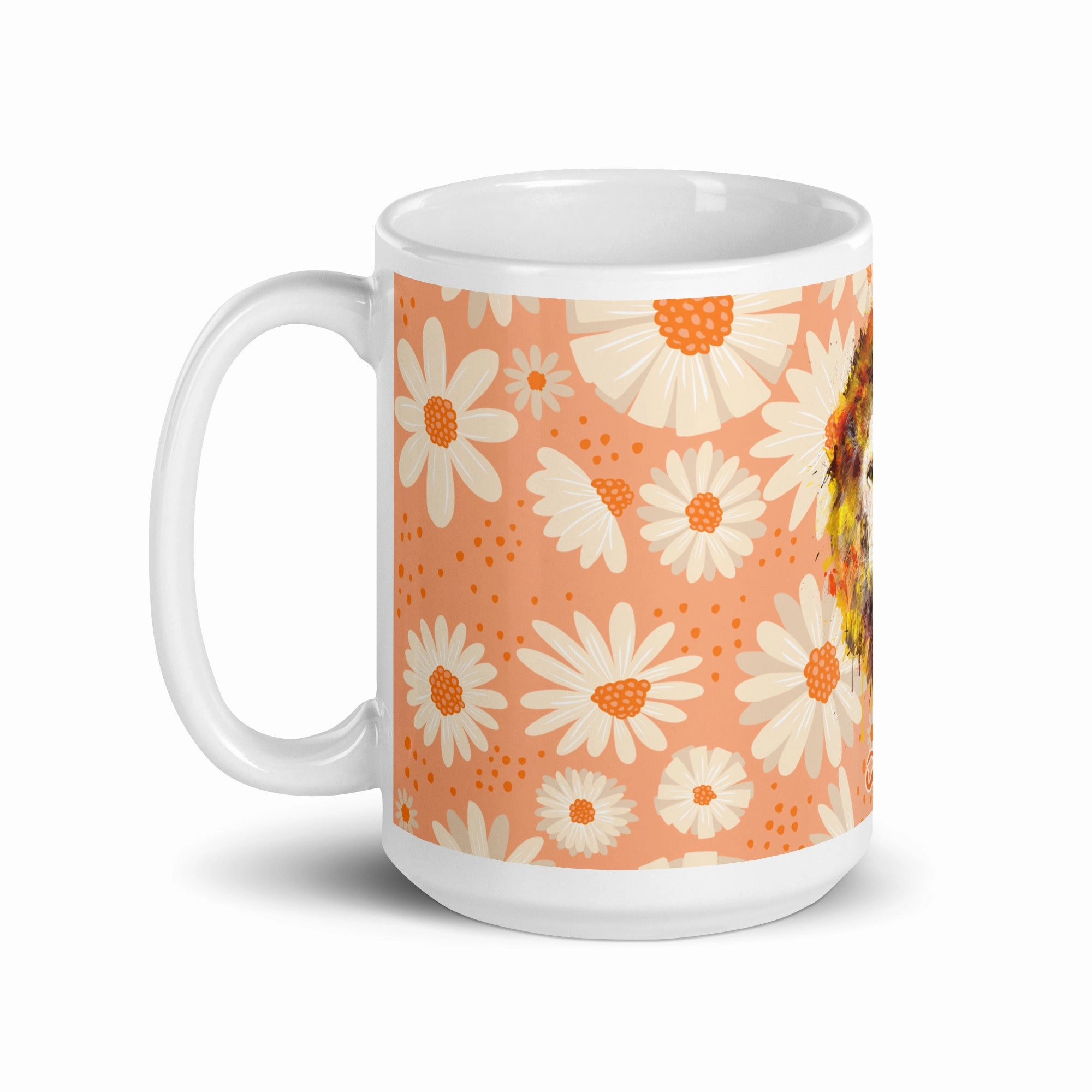 Peach Daisies White Glossy Mug - OG Hippie Chick