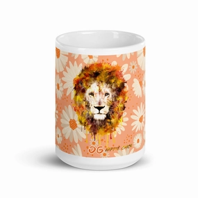 Peach Daisies White Glossy Mug - OG Hippie Chick