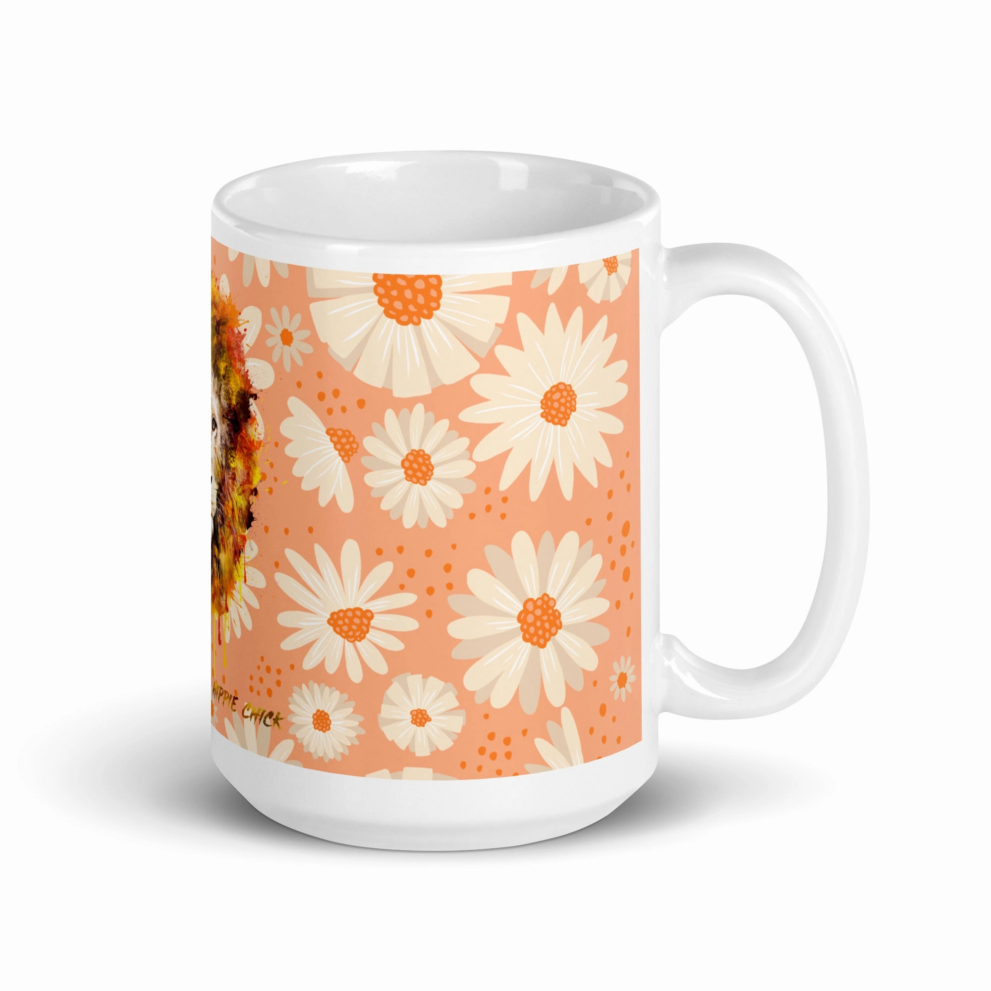Peach Daisies White Glossy Mug - OG Hippie Chick