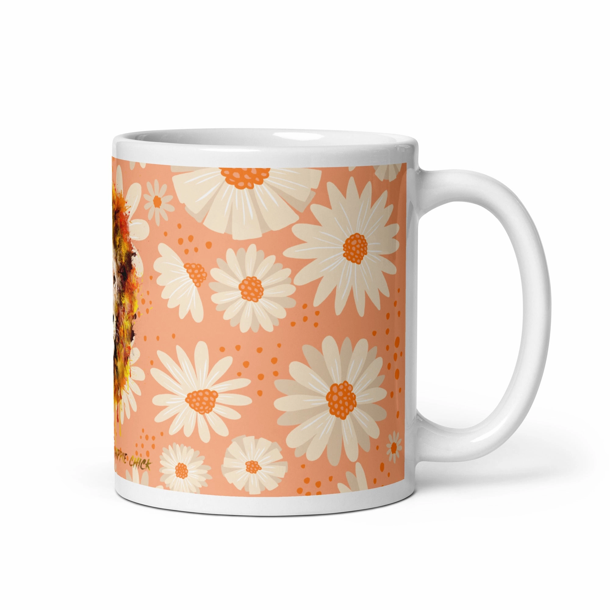 Peach Daisies White Glossy Mug - OG Hippie Chick