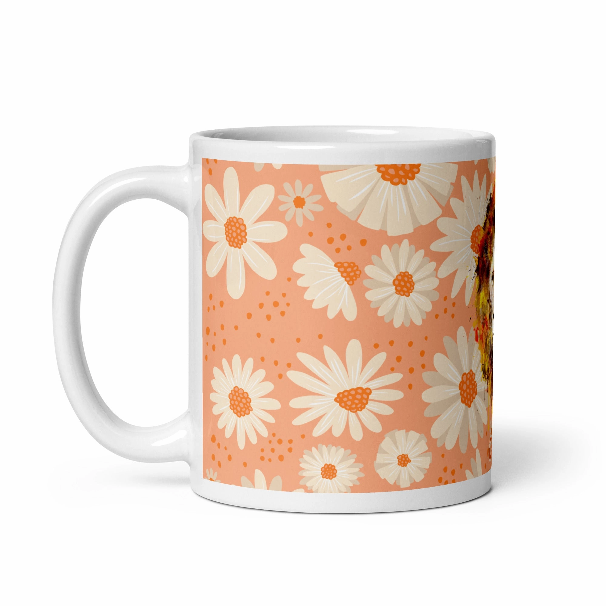 Peach Daisies White Glossy Mug - OG Hippie Chick
