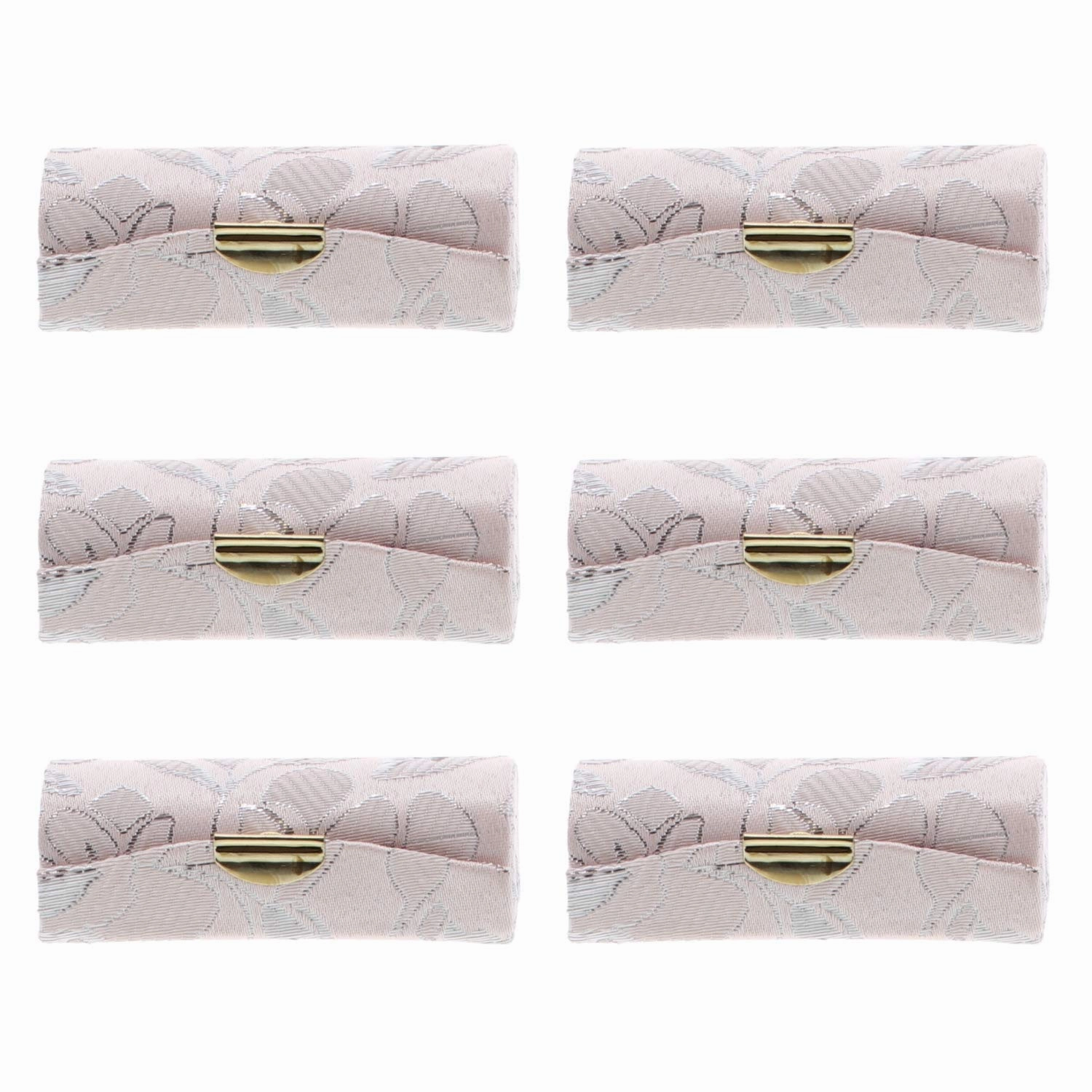 Peach Elegant Ladies Lipstick Case with Mirror Purse Holder Set of 6
