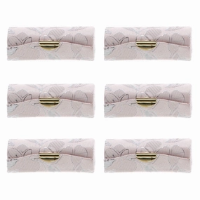 Peach Elegant Ladies Lipstick Case with Mirror Purse Holder Set of 6