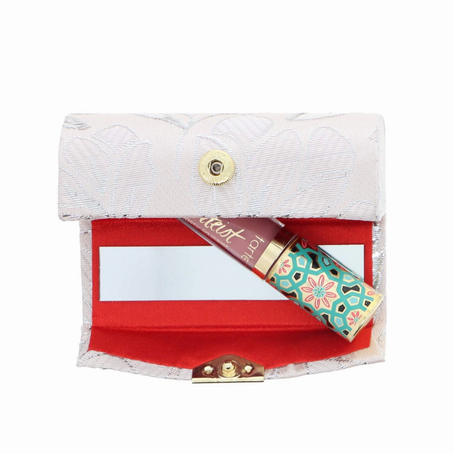Peach Elegant Ladies Lipstick Case with Mirror Purse Holder Set of 6