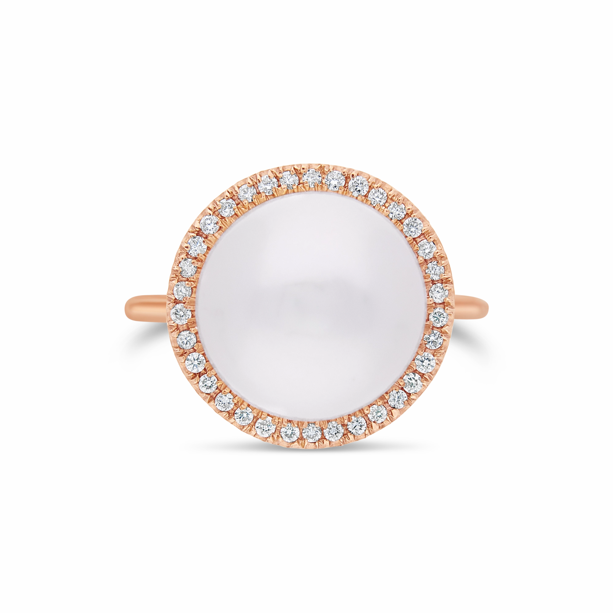 Pearl Dress Ring in Rose Gold with Pavé Diamonds
