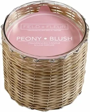 Peony Blush Field   Fleur Reed 2-Wick Handwoven 12 oz Scented Jar Candle