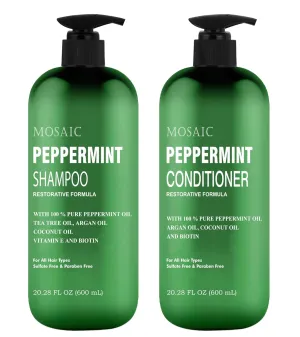 Peppermint Oil Shampoo and Conditioner Set for Hair Growth and Thickening - For Thinning Hair and Hair Loss Treatments for Women & Men, Sulfate Free, 20.2 FL Oz Each
