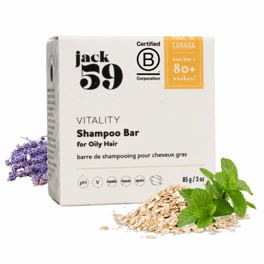 Peppermint, Rosemary and Lavender pH Balanced Natural Shampoo Bar for Oily Hair, Vegan Organic Solid Shampoo, Sulphate Free, 3oz