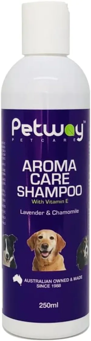 Petcare Dog Shampoo, Aroma Care Pet Hair Shampoo with Lavender, Chamomile & Vitamin E for Natural Coat & Skin Conditioning, Safe for Small Pets, Free of Phosphates, Parabens & Enzymes, 250ml