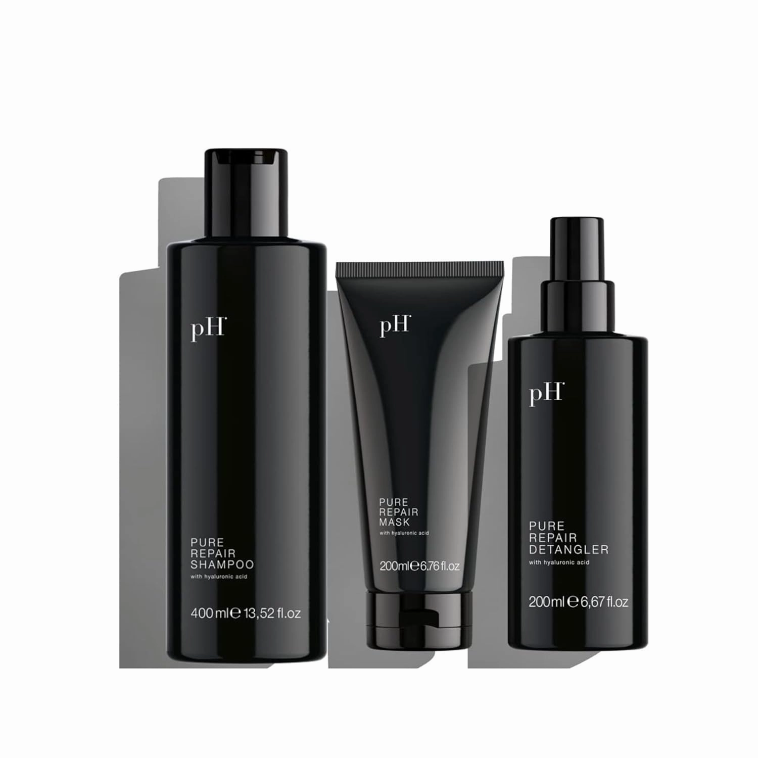 pH PURE HAIR Repair Shampoo & Conditioner Set - Hydrating Hyaluronic Acid Shampoo, Hair Mask & Detangler Spray for Damage Repair - 13.52 oz   6.67 oz