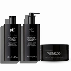 pH PURE HAIR Smoothing Set - Sulfate & Paraben-Free Shampoo, Conditioner & Hair Mask with Monoi Oil - Hydrating, Anti-Frizz, Smoothing for Curly & Wavy Hair - Hair Types, (8.45 8.45 6.76 Fl Oz)