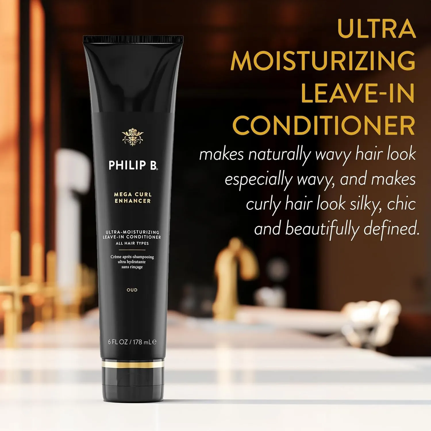 PHILIP B Mega Curl Enhancer, 6 fl. oz. (178 ml) - Ultra-Moisturizing Leave-in Conditioner, Repairs Dry Strands, Tames Frizz
