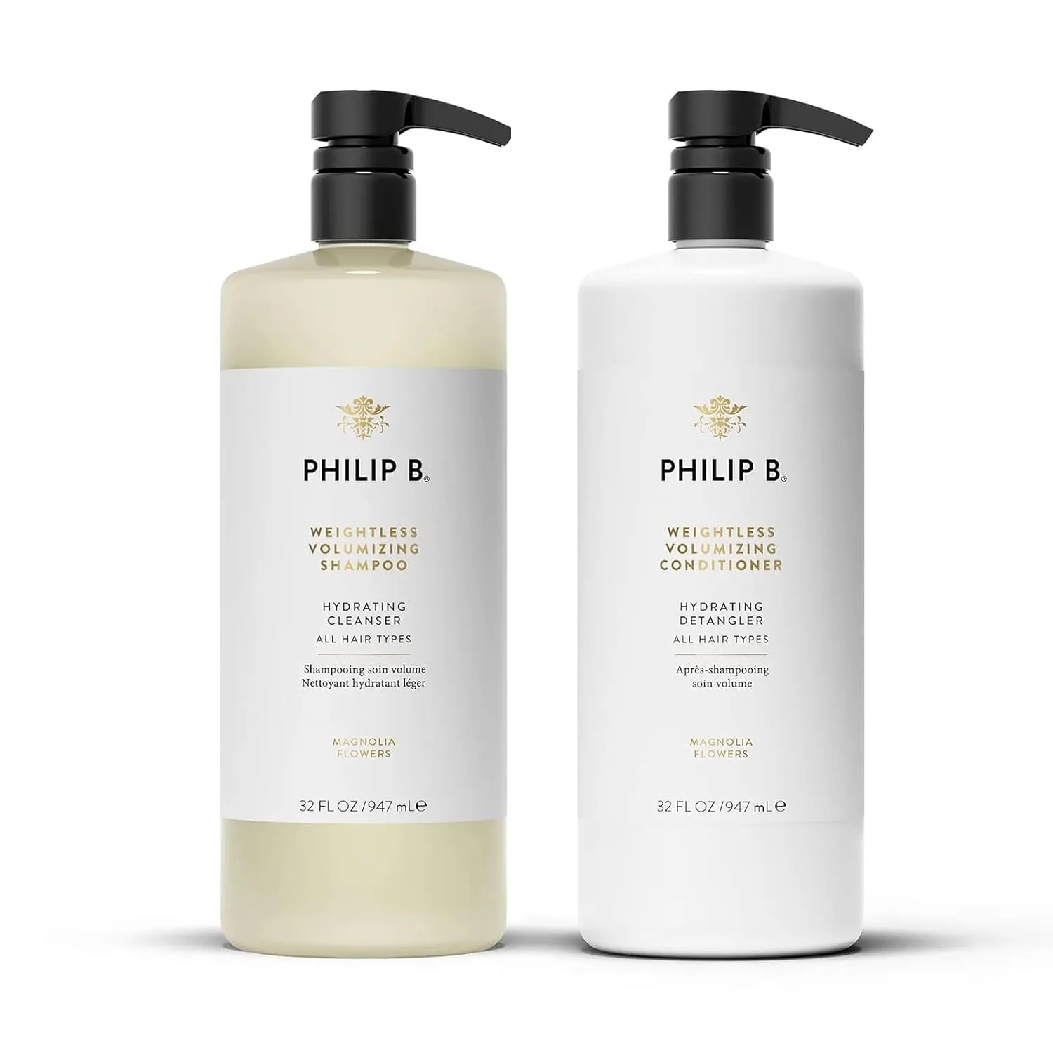 PHILIP B. Weightless Volumizing Hair Shampoo 32 oz.   Weightless Volumizing Conditioner, 32 oz, Shampoo and Conditioner Set