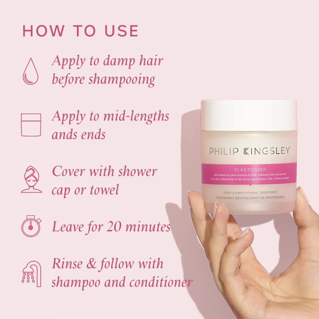 PHILIP KINGSLEY - Elasticizer | Deep Conditioner | Repair Hair Mask Treatment for All Hair Types | Pre-Shampoo Deep Conditioning Mask | Hydrates, Adds Shine and Reduces Breakage and Frizz | 33.8oz