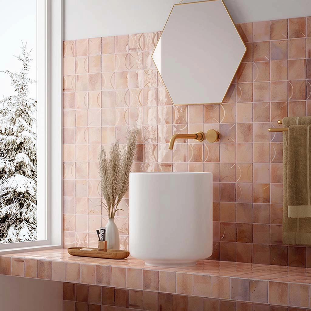Pink 4x4 Glossy Square Ceramic Tile (50 pack, 5.39 sq ft/case)