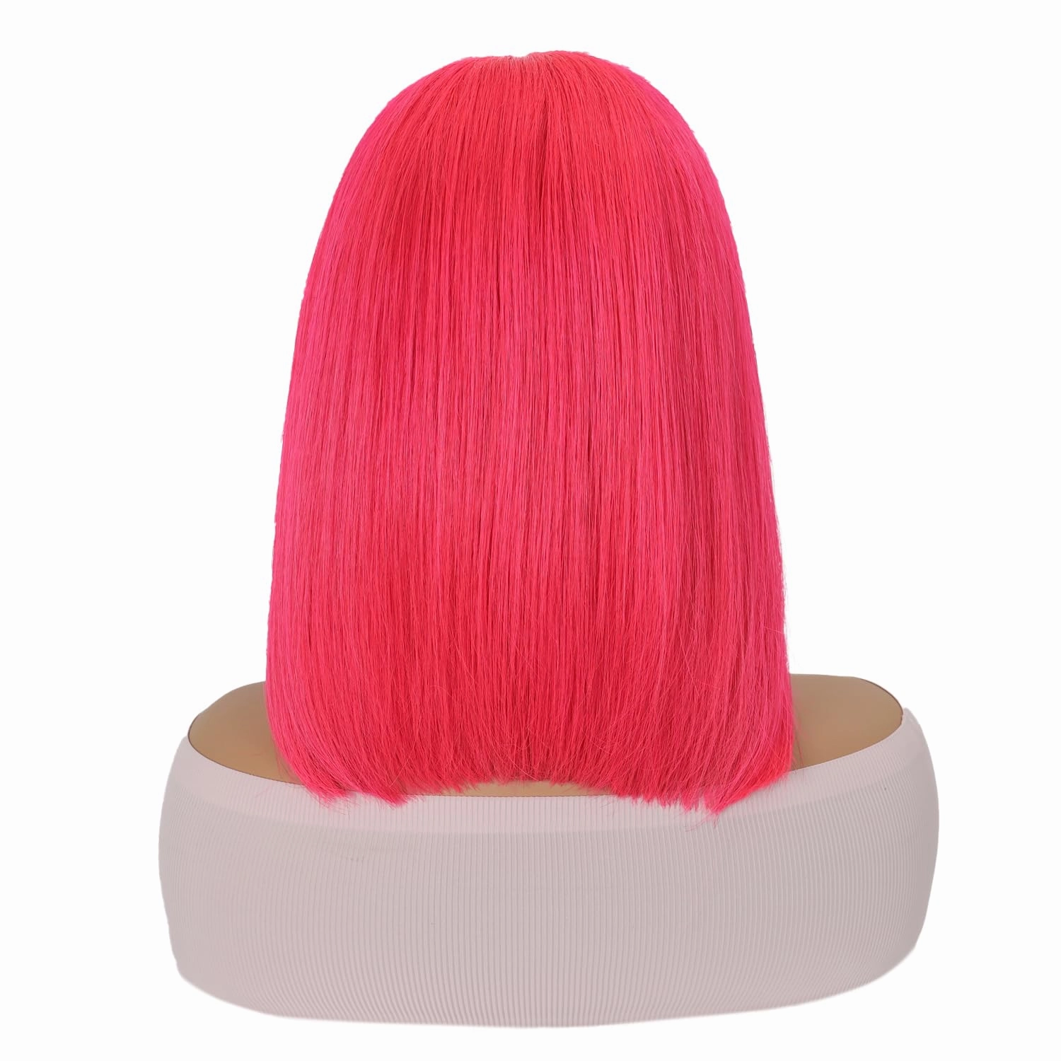 Pink Color Lace Front Short Bob Wigs Pre Plucked Brazilian Straight Human Hair Wigs Hot Pink 13x4 Transparent Lace Frontal Human Hair Wigs Blunt Cut Style For Black Women (Hot pink, 10 inch)