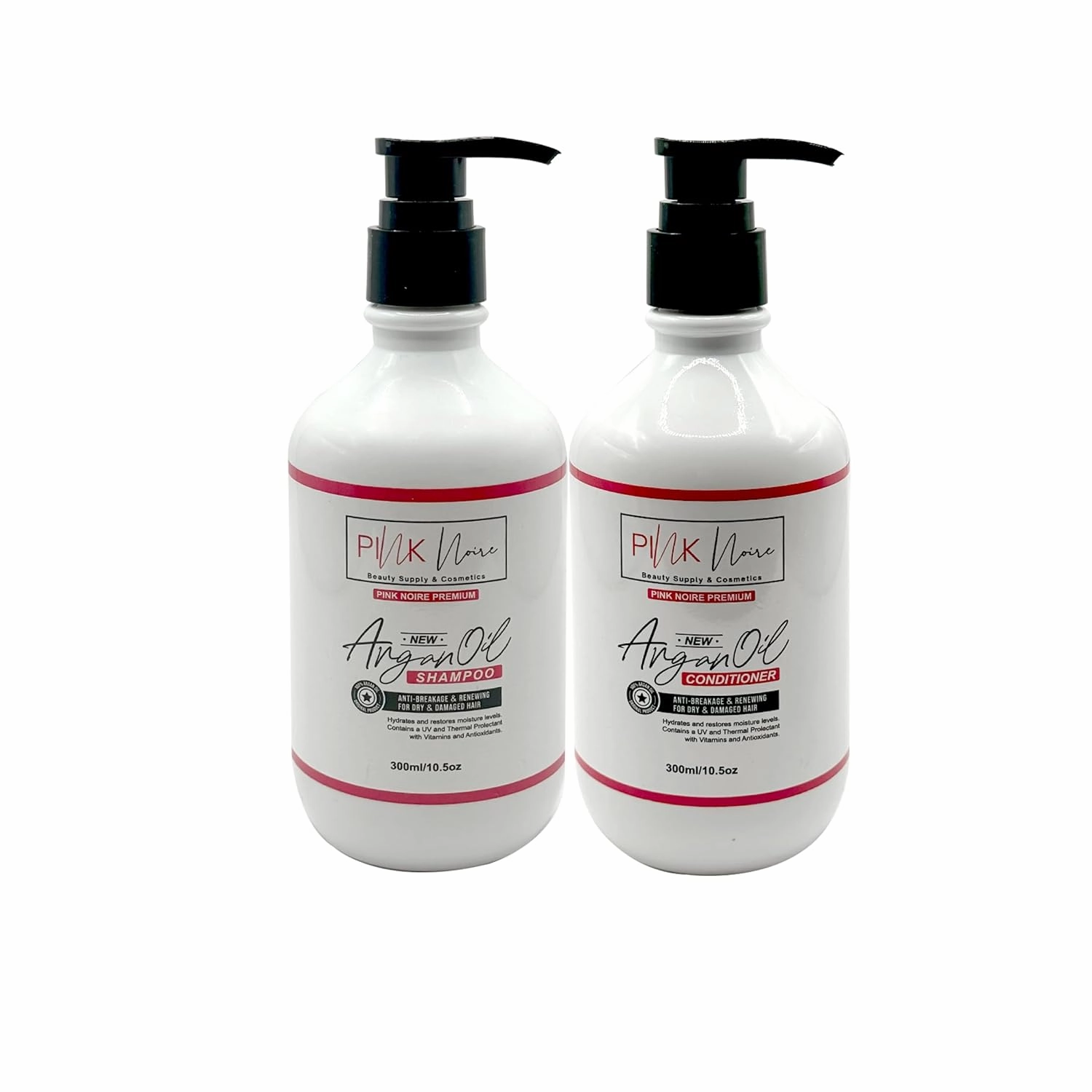 Pink Noire Argan 2-Pack | Shampoo and Conditioner Set | Hydrating | Curl Defining | Frizz Control | Damage Repair | 10.5 fl oz