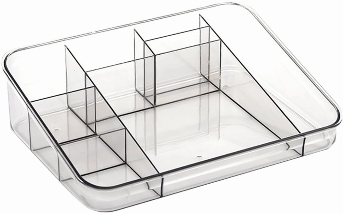 Plastic Vanity Makeup Organizer Caddy Tray Brush Holder Cosmetics Display Desk Drawer Divider Box for Makeup Brushes Eyeshadow Palettes Jewelries Gadgets Bathroom Office Bedroom(Gray)