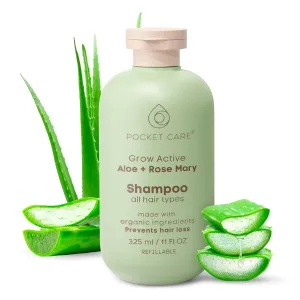 POCKET CARE PocketCare Organic Shampoo, Artisanal Aloe Pulp in High Concentration, Rosemary and Natural Nutrients, Hair Regenerator, Hair Loss Prevention and Hydration 325ml