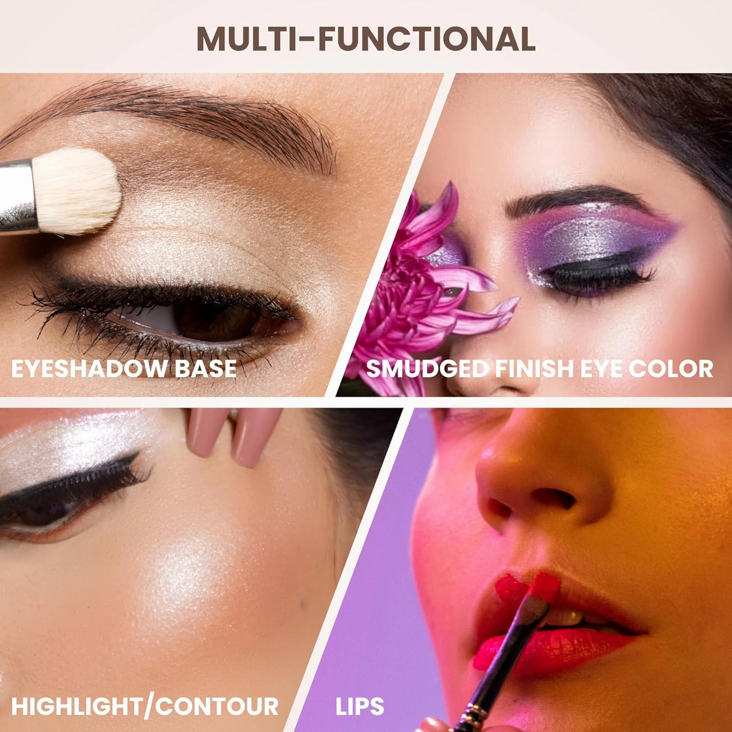 Poise Makeup HD Crème Multitasking Compact | Ultra Smooth Cream Formula Used as Eyeshadow Base, Smudge Finish Eye Color, Brow Definer, Highlight, Contour, and Lip Color, CAMEL