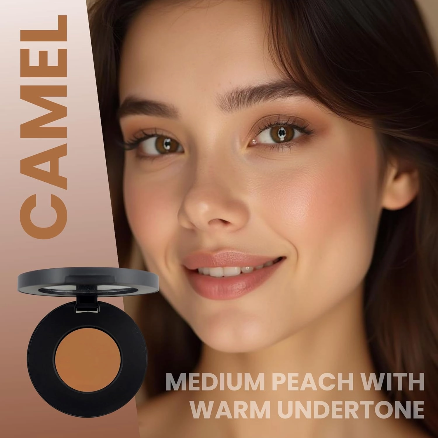 Poise Makeup HD Crème Multitasking Compact | Ultra Smooth Cream Formula Used as Eyeshadow Base, Smudge Finish Eye Color, Brow Definer, Highlight, Contour, and Lip Color, CAMEL