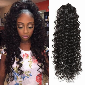 Ponytail Extensions Claw 10" Deep Wave Curly Clip Hairpiece One Piece A Jaw Short Pony Tails for Women Natural Black Human Hair
