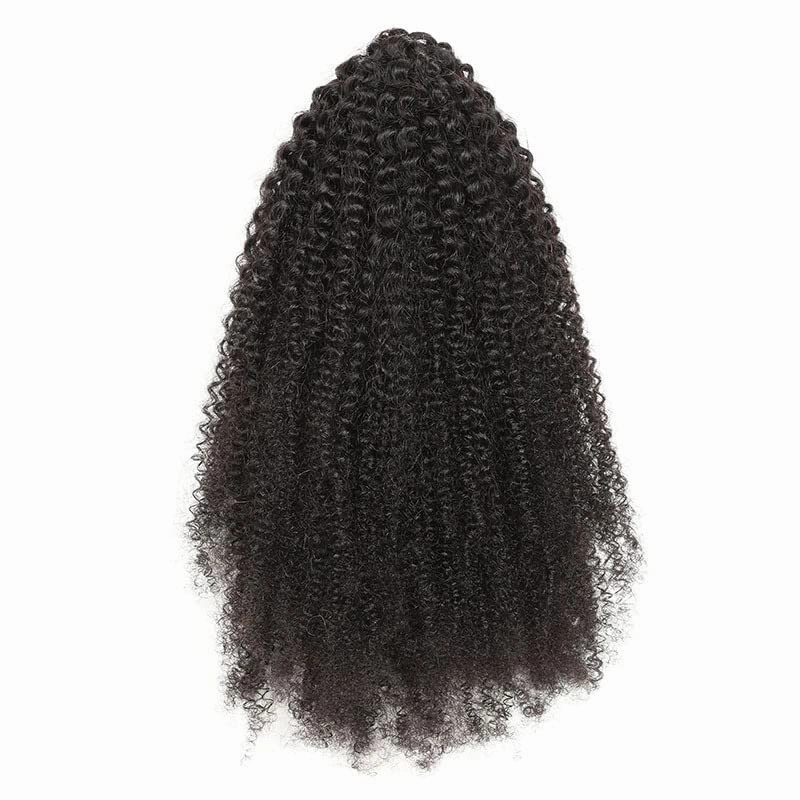 Ponytail Extensions Claw 14"Afro curly 4B-4C Clip Hairpiece One Piece A Jaw Medium Length Pony Tails for Women Natural Black Human Hair