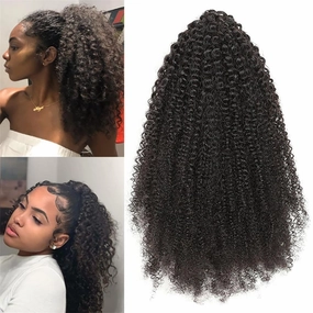 Ponytail Extensions Claw 8" Afro curly 4B-4C Clip Hairpiece One Piece A Jaw Short Pony Tails for Women Natural Black Human Hair